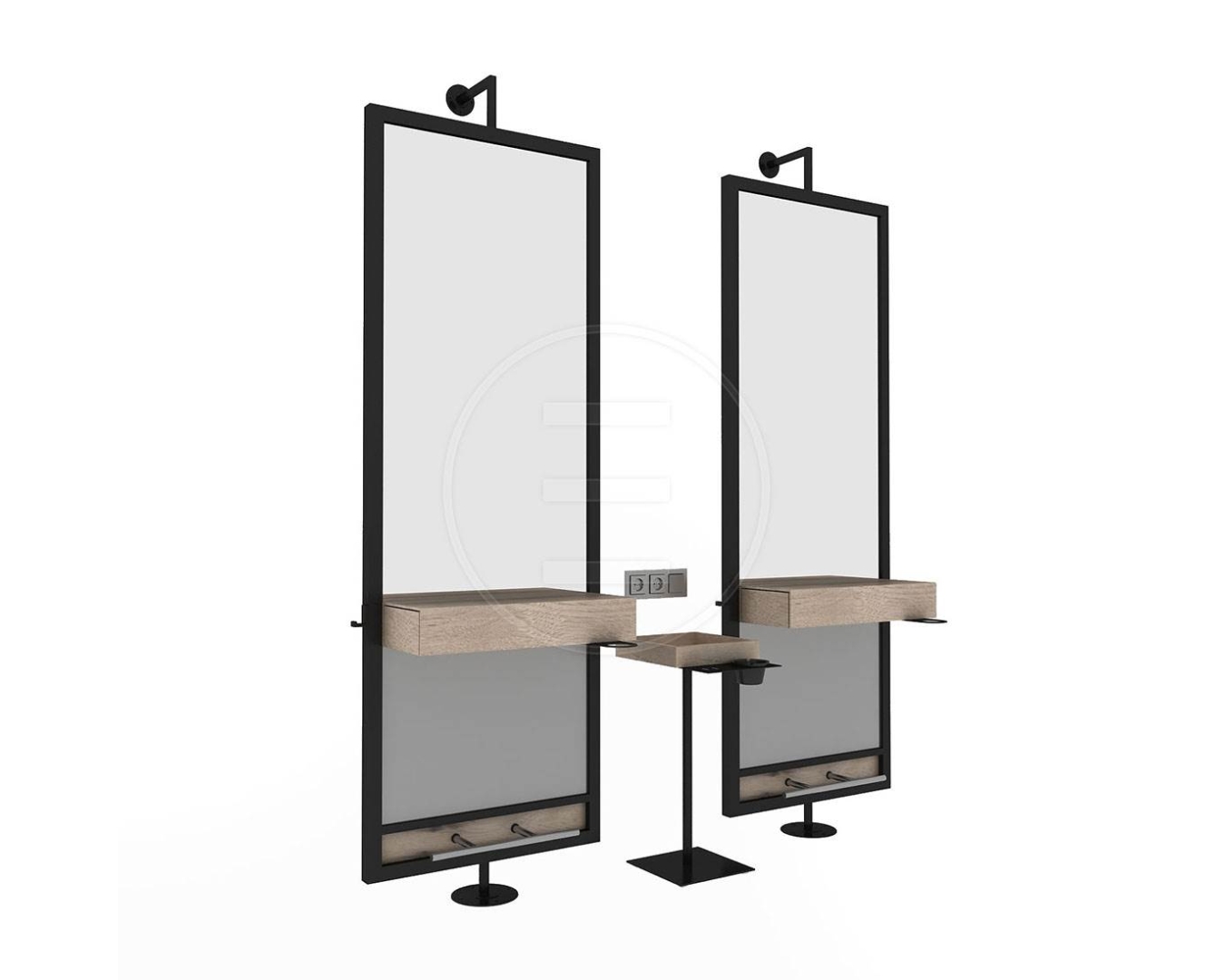 ENE-FSSM042 -Free-Standing Salon Mirror with Magnification for Detail Work