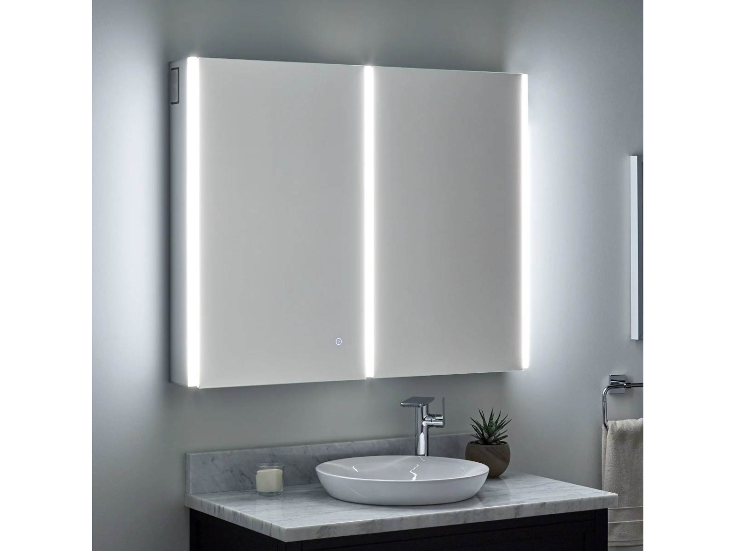ENE-S-MC24 -Custom Mirrored Medicine Cabinet with Dimmable Lighting