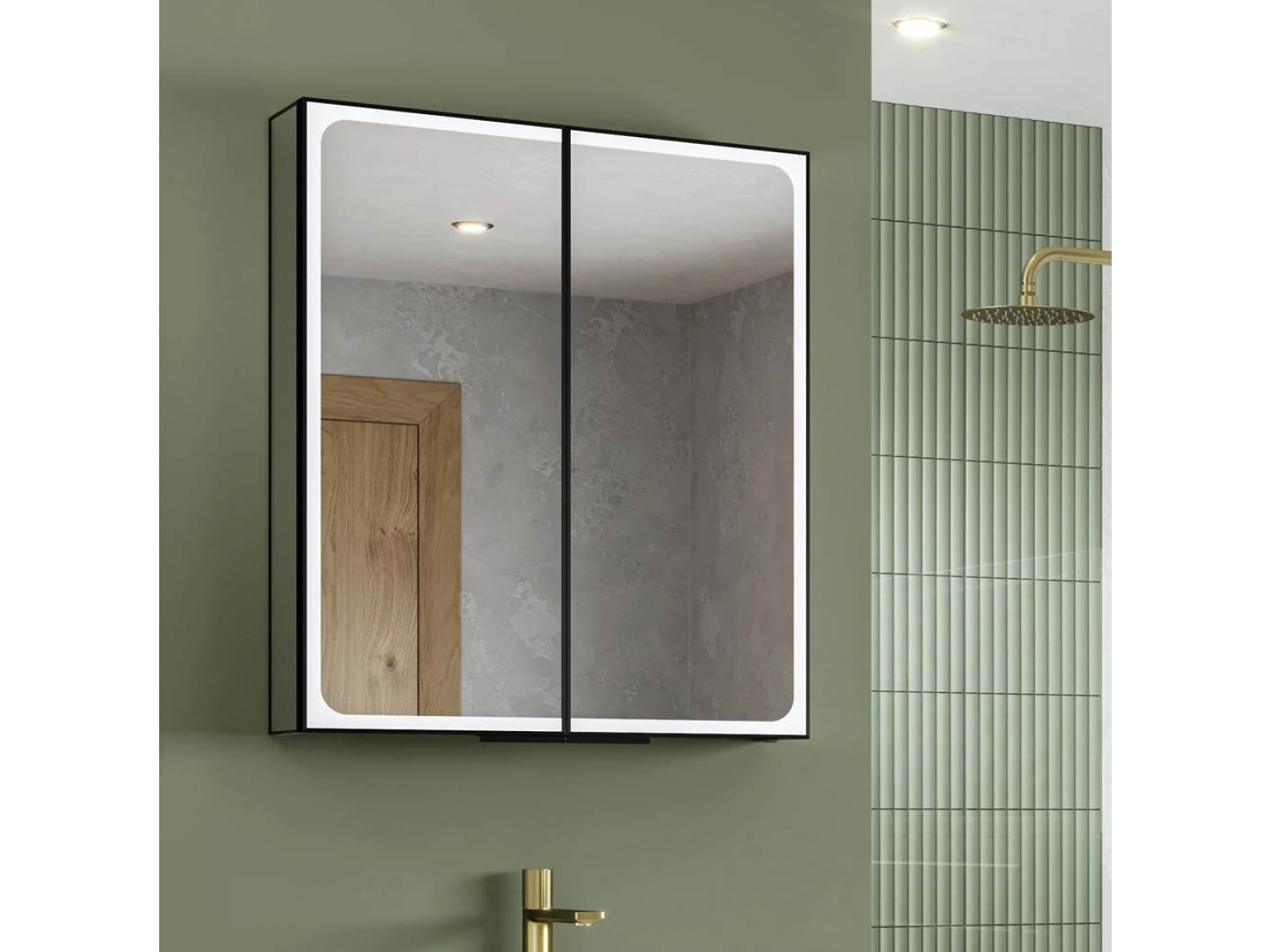 ENE-SC-40 -Special LED Cabinet Mirror with Built-In Power Outlets