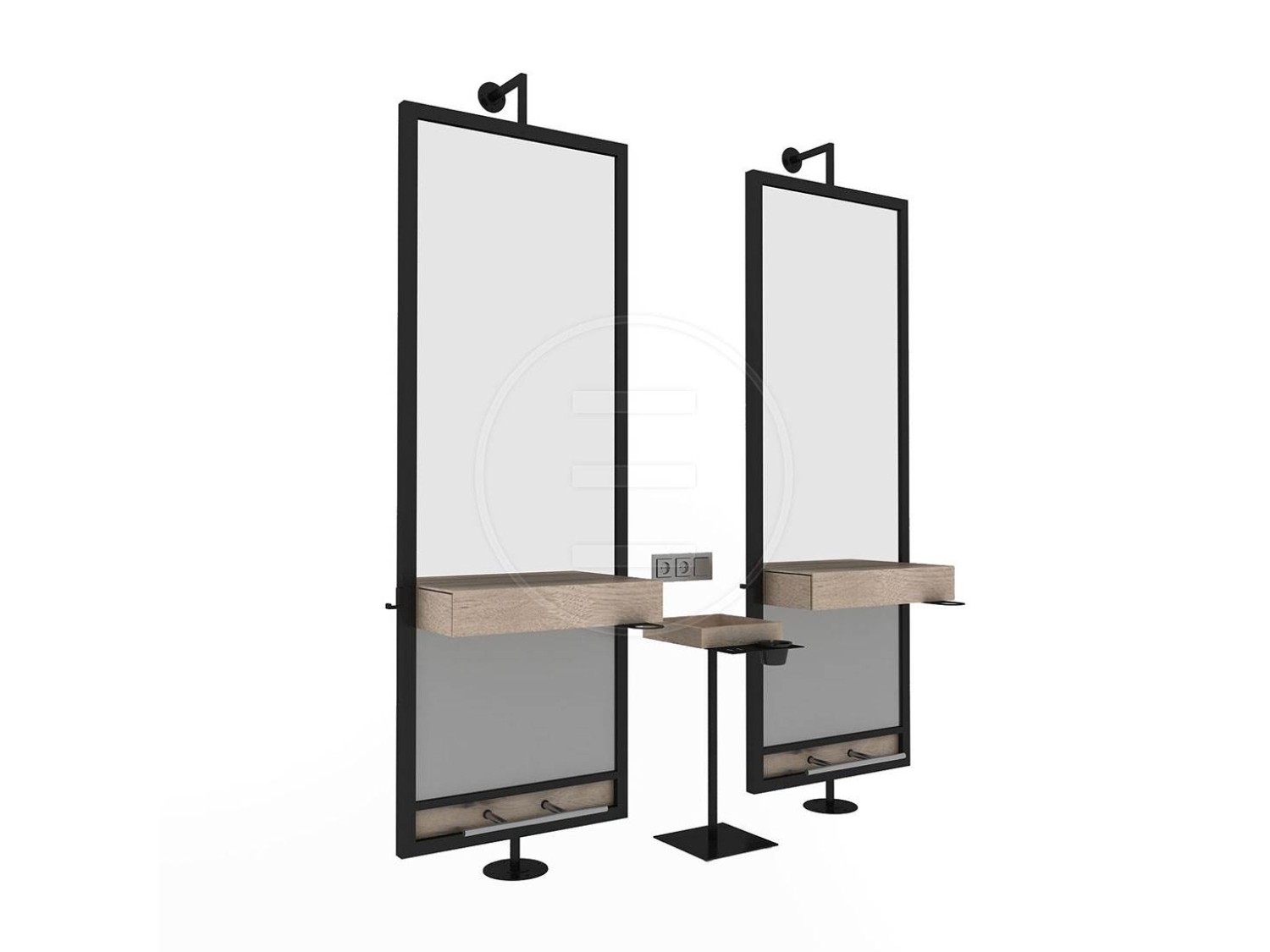 ENE-FSSM042 -Free-Standing Salon Mirror with Magnification for Detail Work
