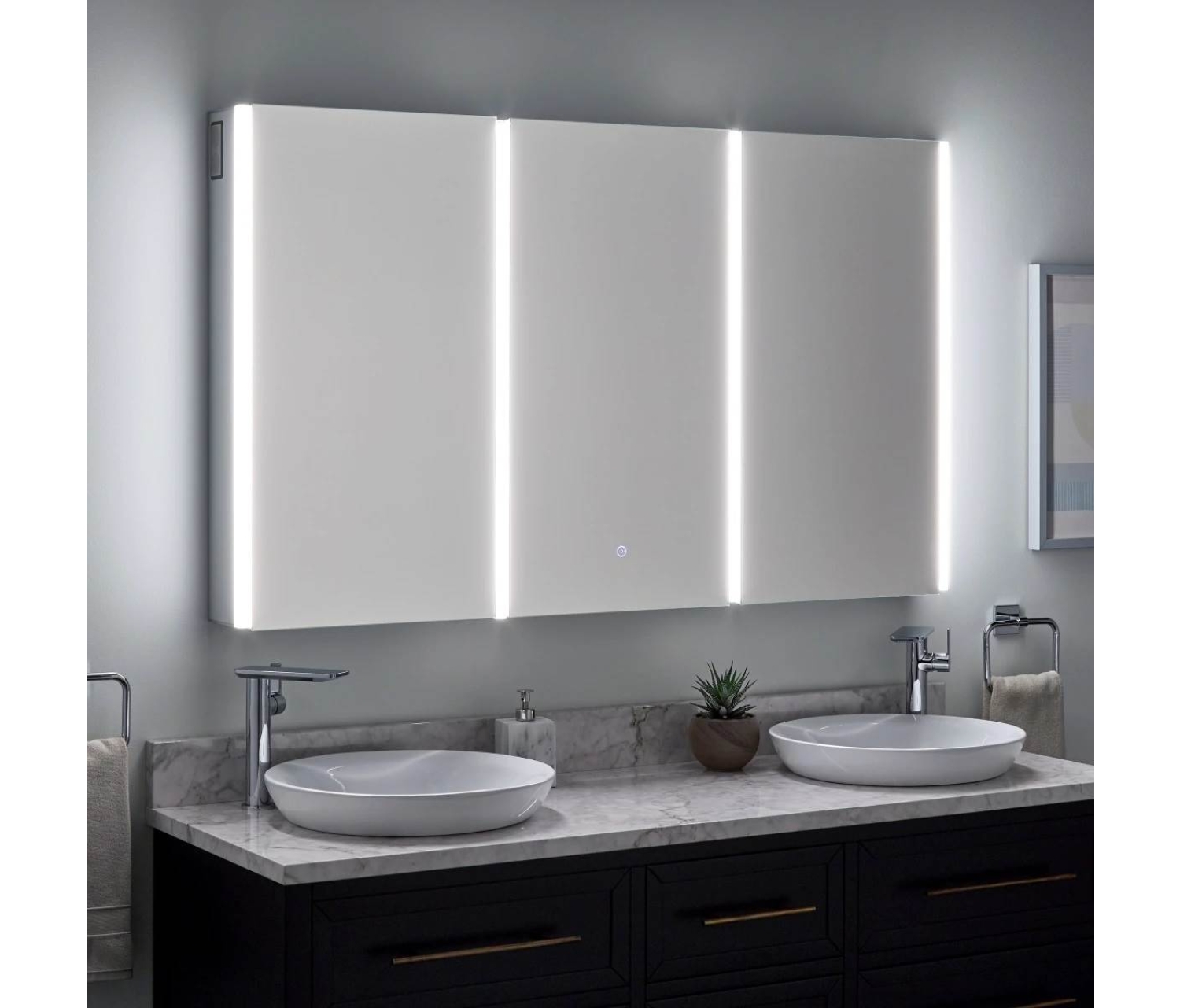 ENE-S-MC23 -Custom Mirrored Medicine Cabinet with Dimmable Lighting