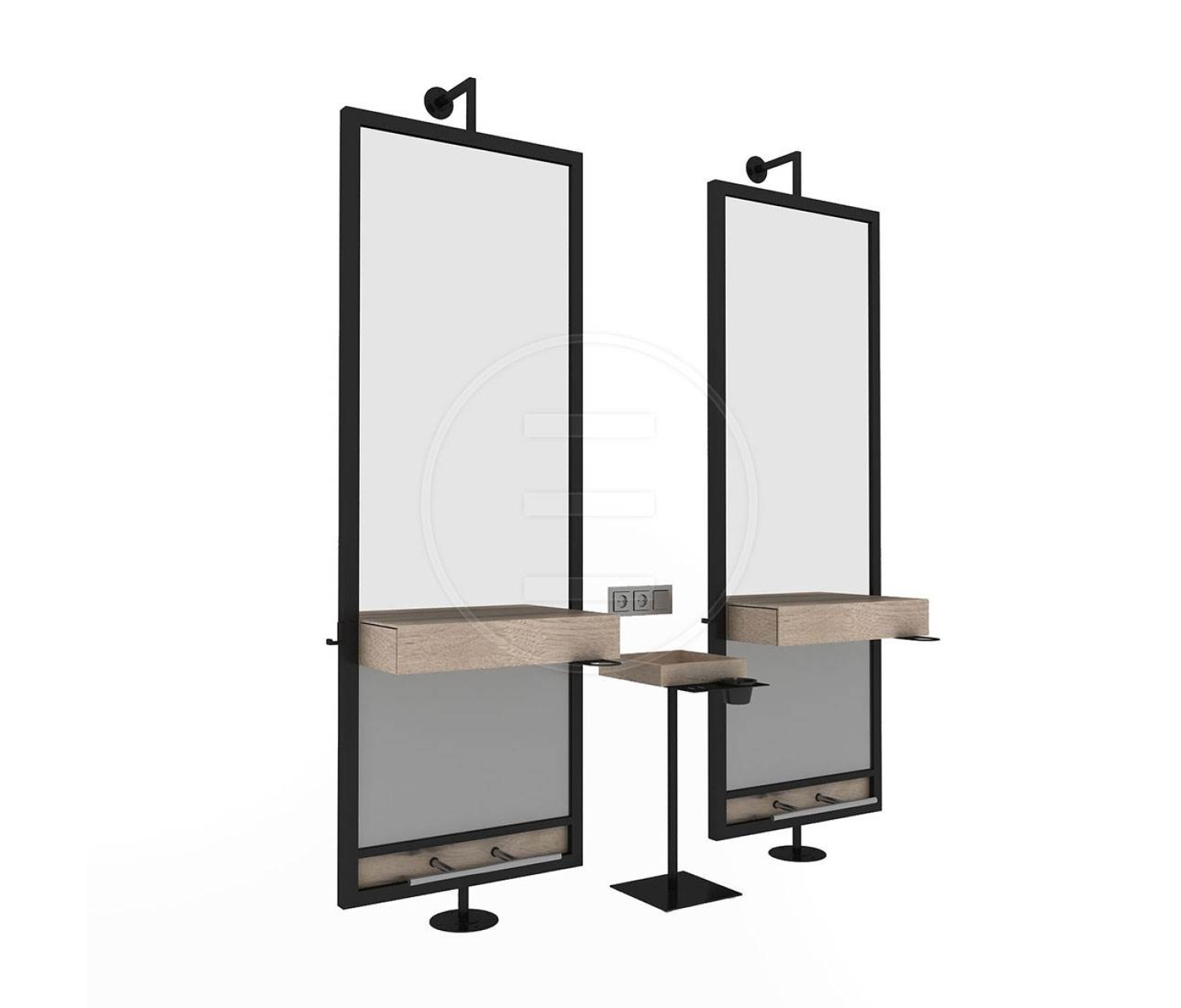 ENE-FSSM042 -Free-Standing Salon Mirror with Magnification for Detail Work
