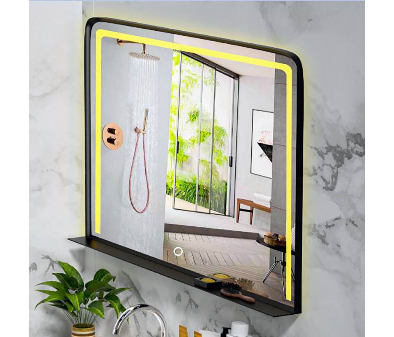 ENE-SF04 -Modern Shelf LED Mirror for Commercial Use