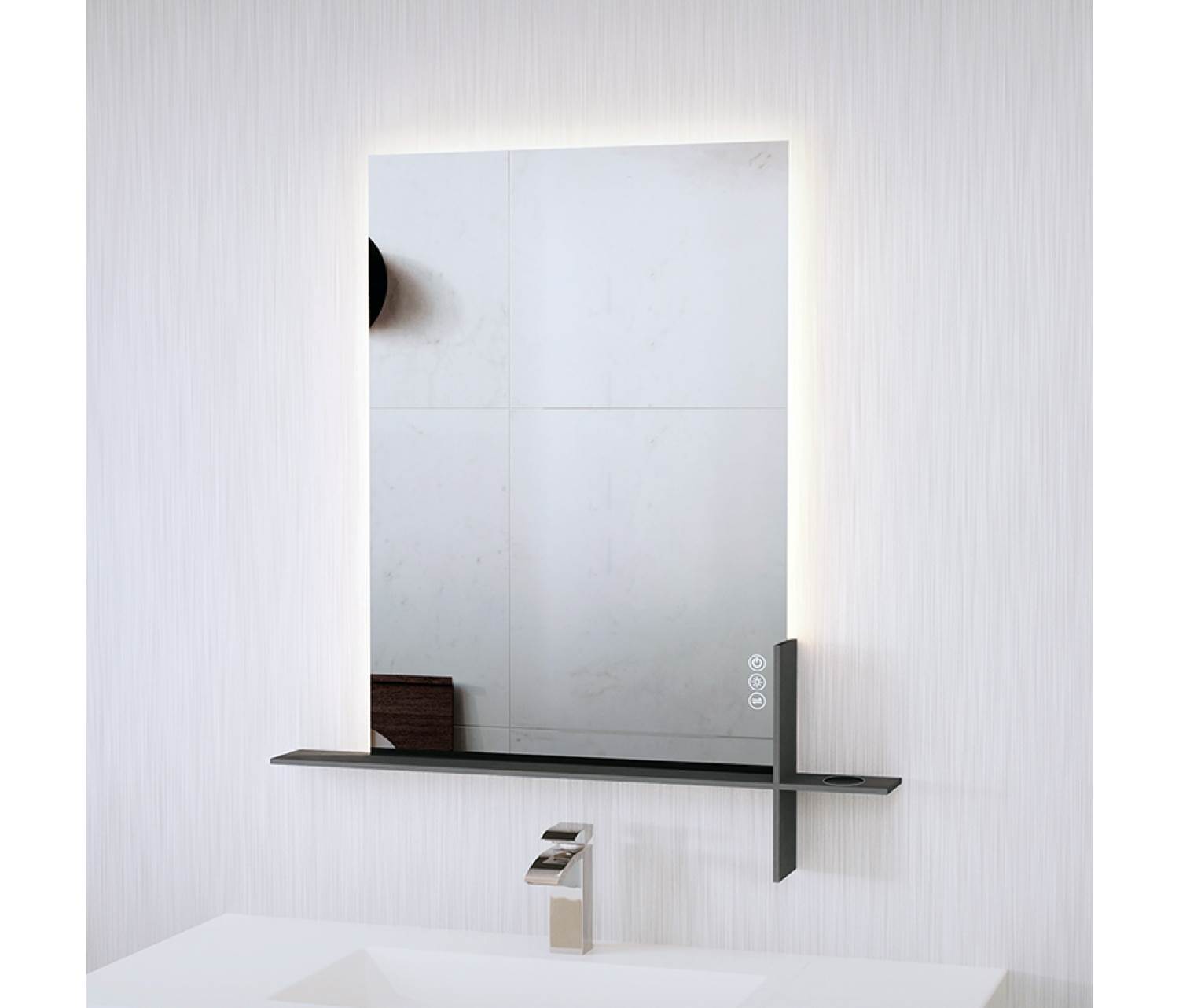 ENE-SF07 -LED Mirror with Shelf and Adjustable Lighting