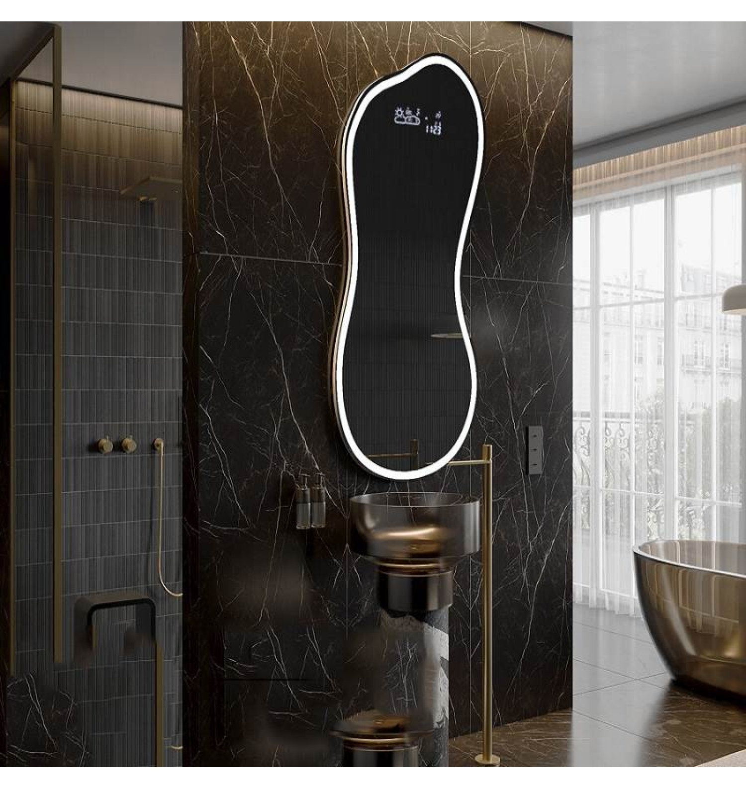 ENE-IR07 -Modern Irregular LED Mirror with Anti-Fog