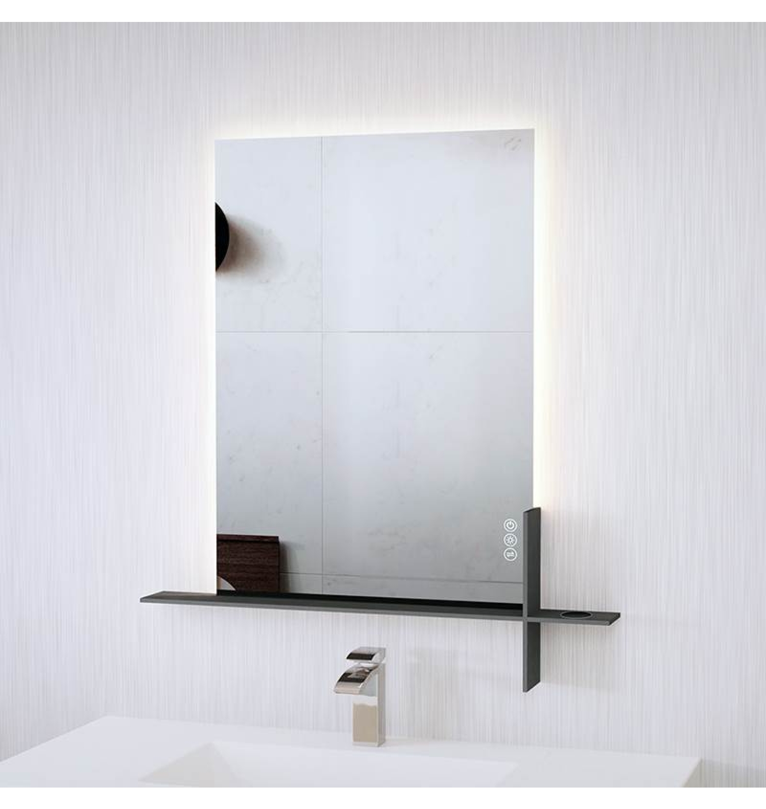 ENE-SF07 -LED Mirror with Shelf and Adjustable Lighting