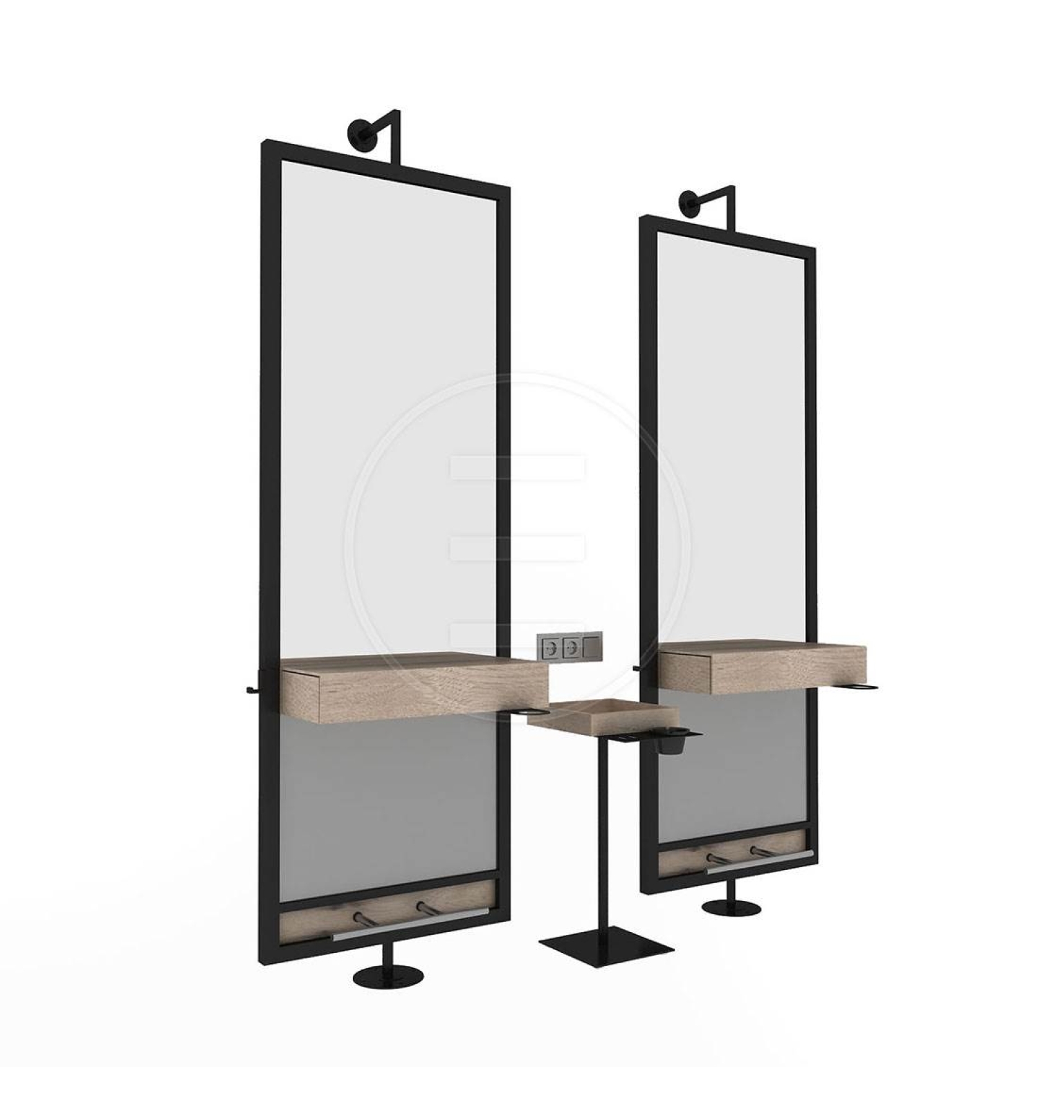 ENE-FSSM042 -Free-Standing Salon Mirror with Magnification for Detail Work